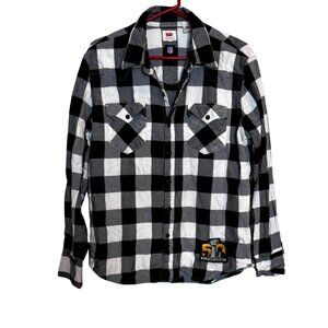 LEVI - NFL - "Super Bowl 50" Flannel Button Down Black/ White Shirt